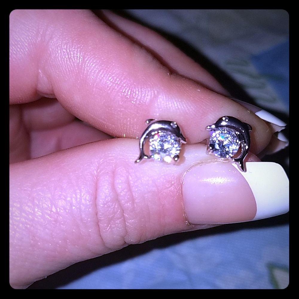 Swimming Dolphin Stud Earrings